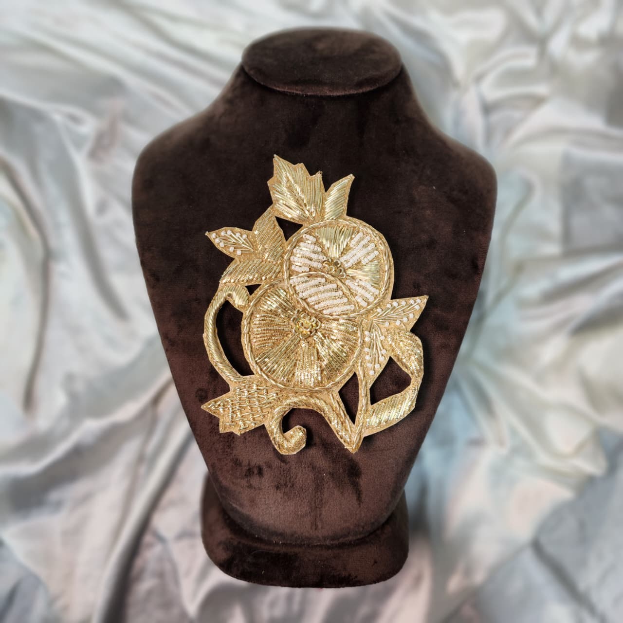 Light Golden Hand Embroidered Butti Patch 1 Piece