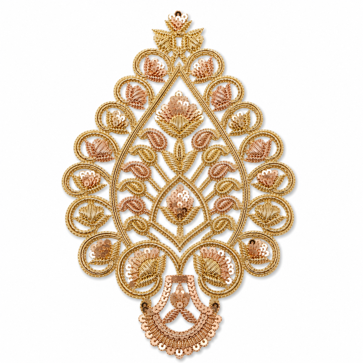 Elegant Floral Zari & Sequin Embroidered Patch