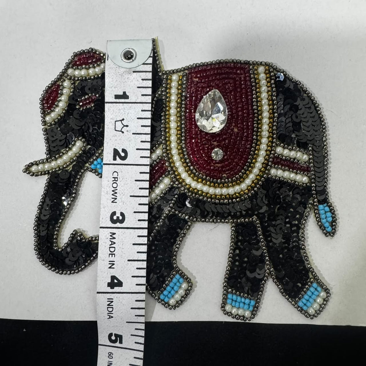 Embellished Elephant Sequin & Beaded Applique Patches – Set of 2