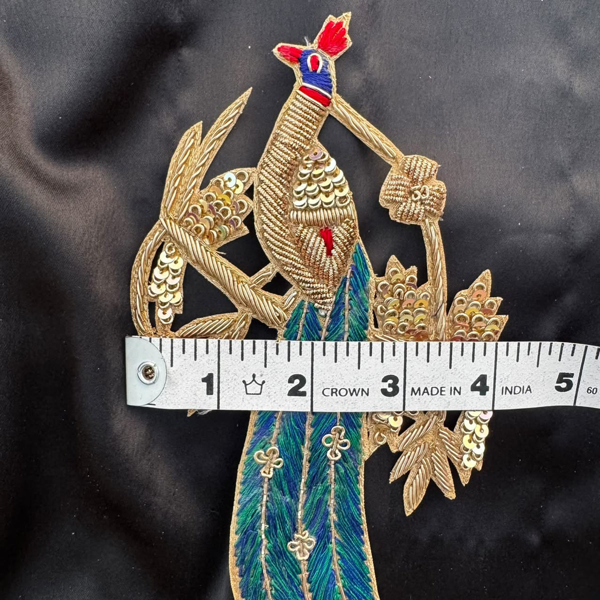 Artistic Peacock Bird Patch Pair with Sequin and Thread Work