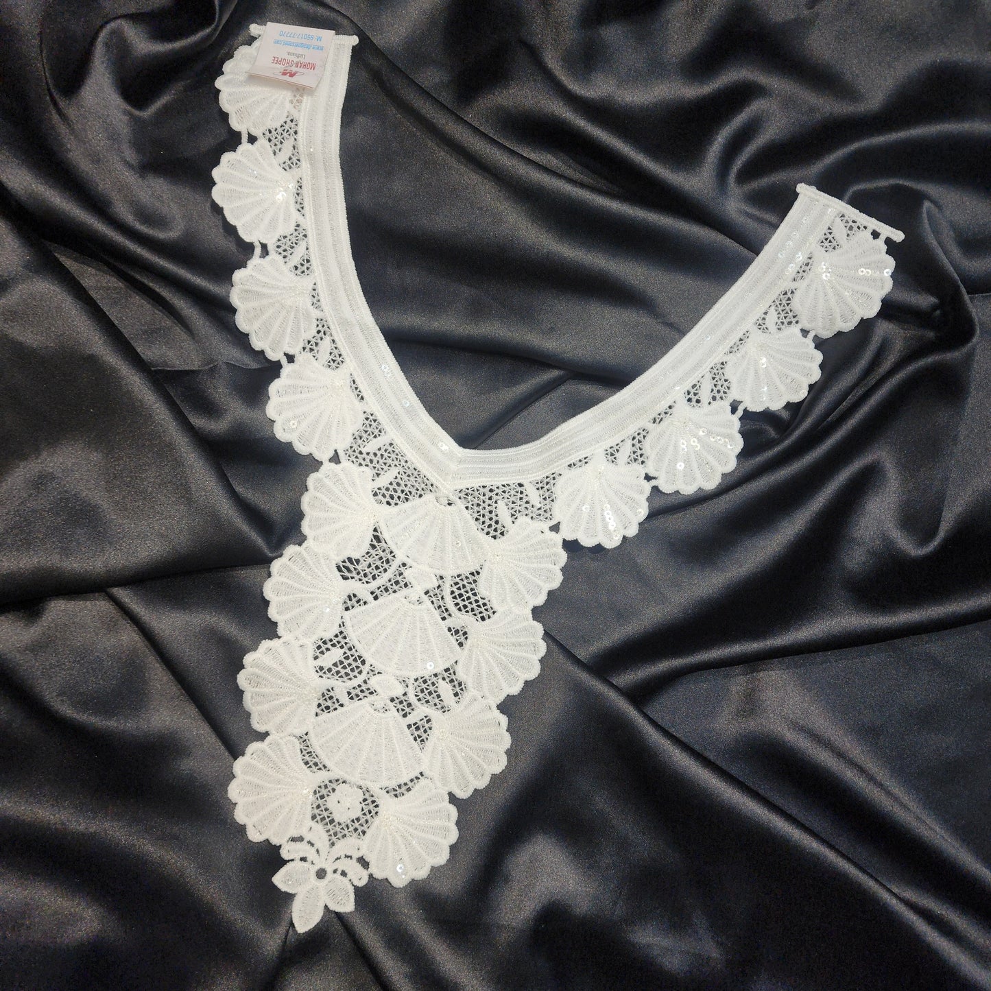 White Color Floral Cotton Neck Patch
