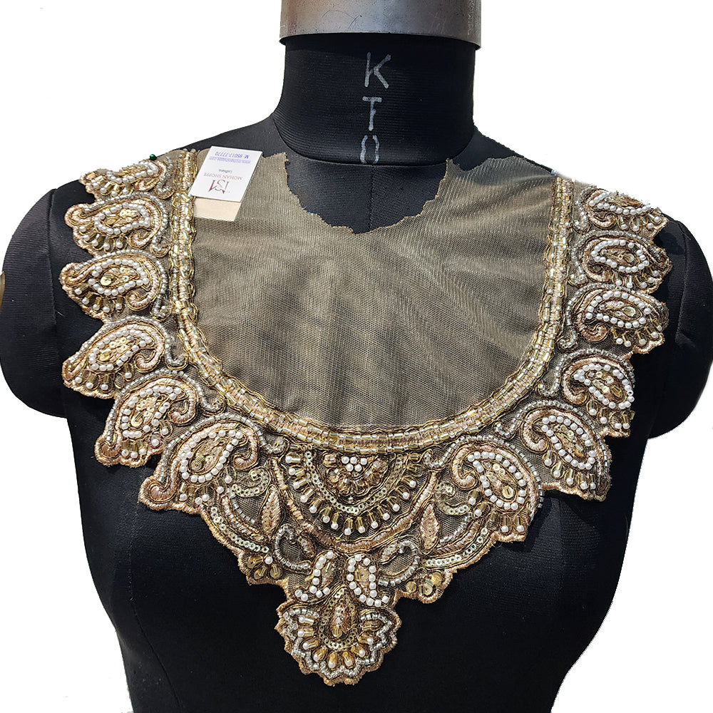 Ambi Design Beads work Fancy Neckline Patch