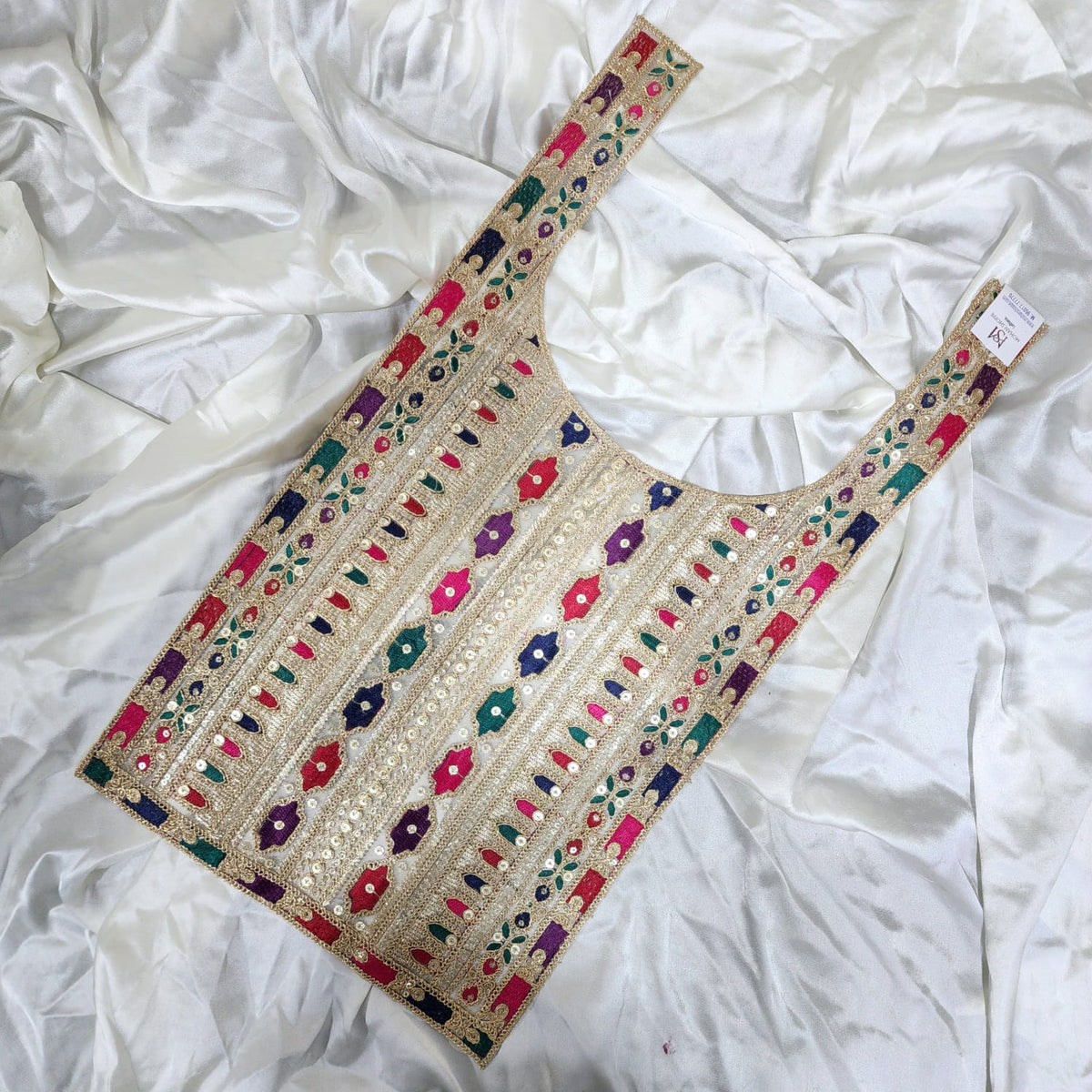 Golden Multicolor Zari work Neck Patch