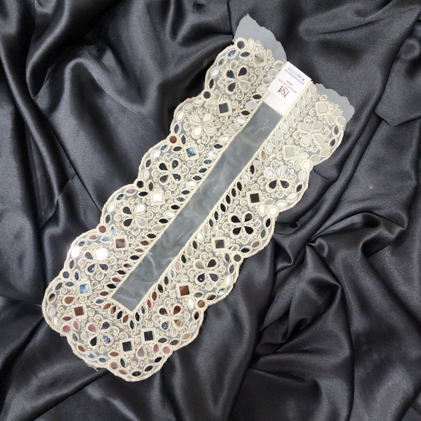 Off white color Mirror work Neckline Patch Applique