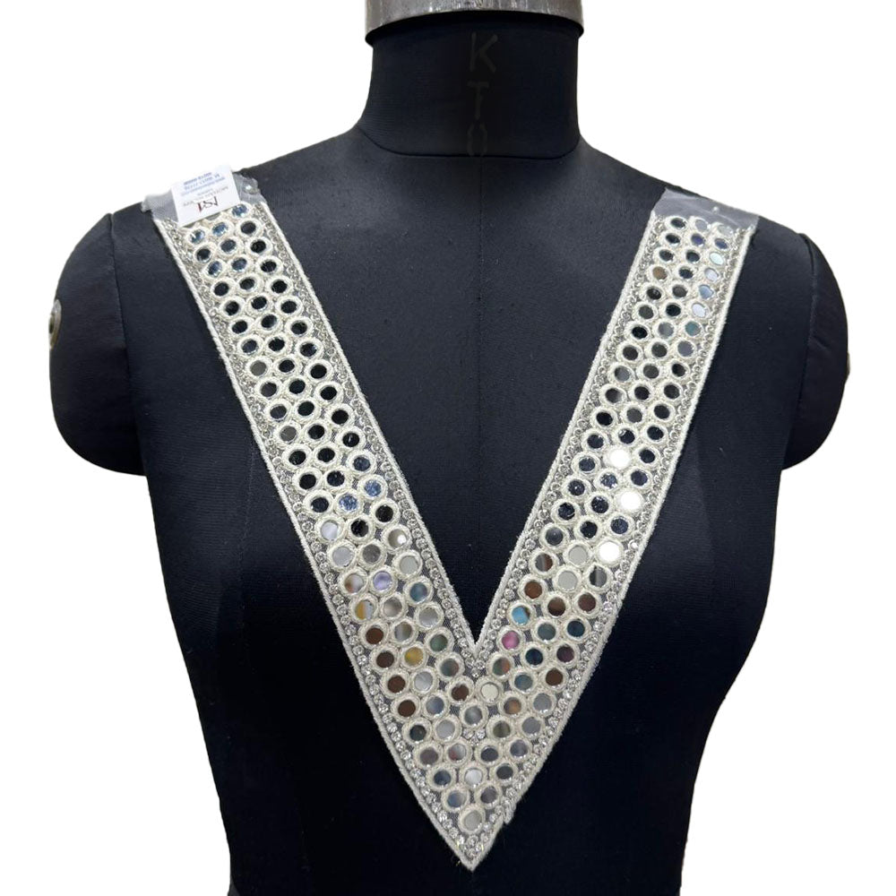 Fancy V shaped Mirror work Neckline Patch
