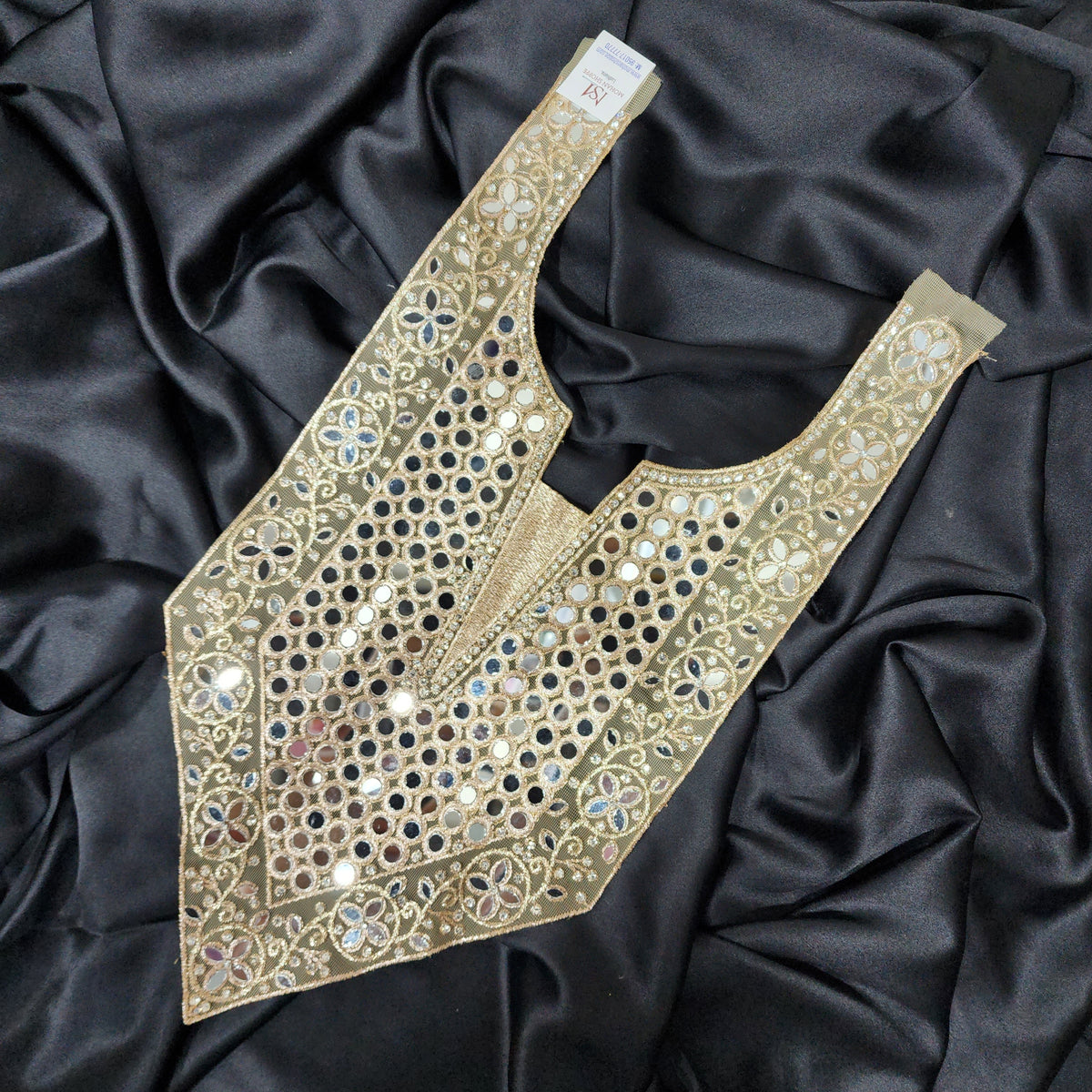Designer Mirror and Zari work Neckline Patch