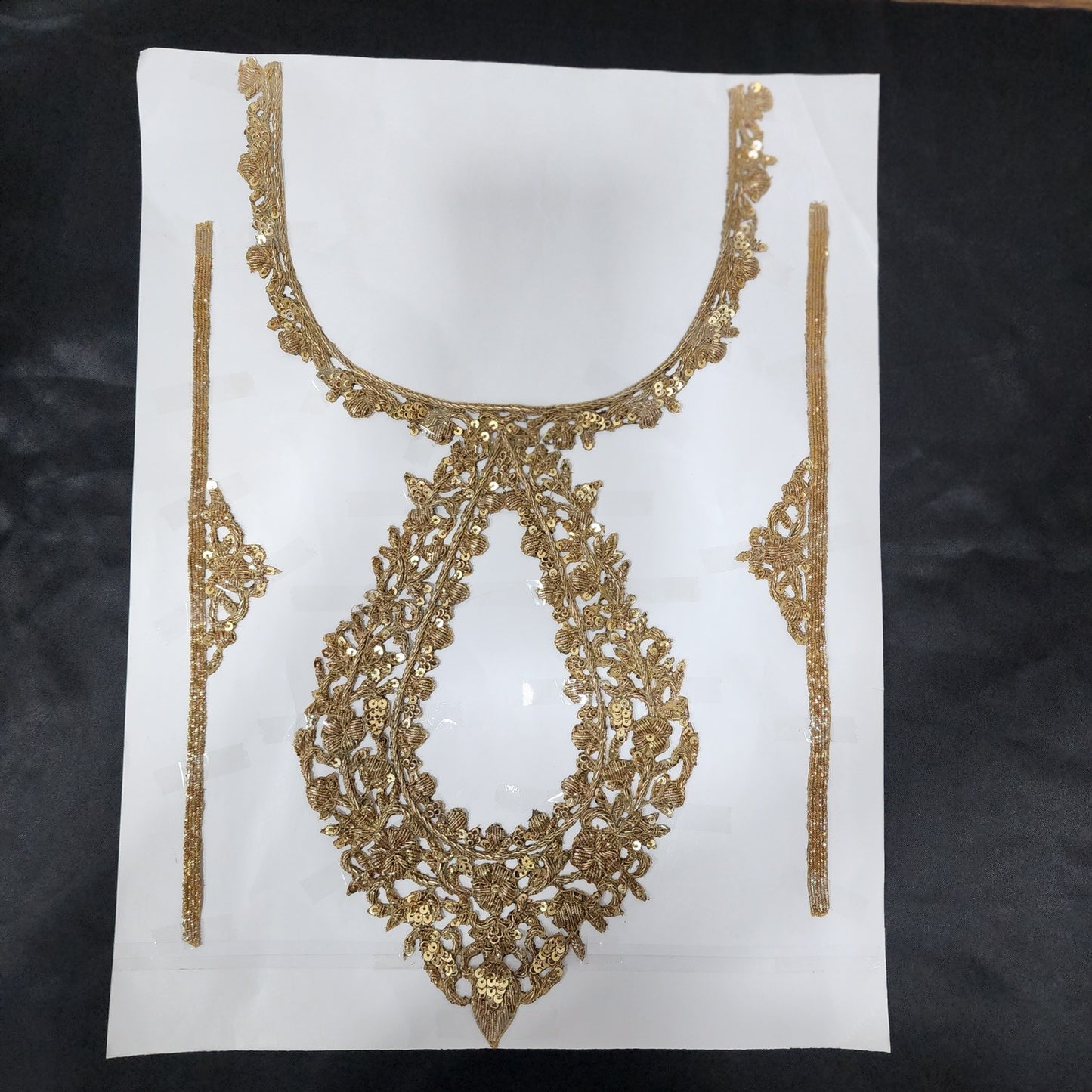 Designer Hand Embroidered Zardozi Neckline Patch with sleeves