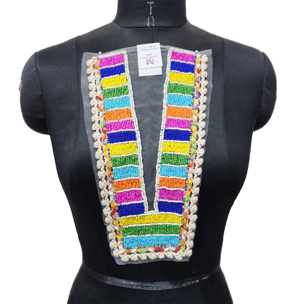 Multicolor Beads work Neck Applique