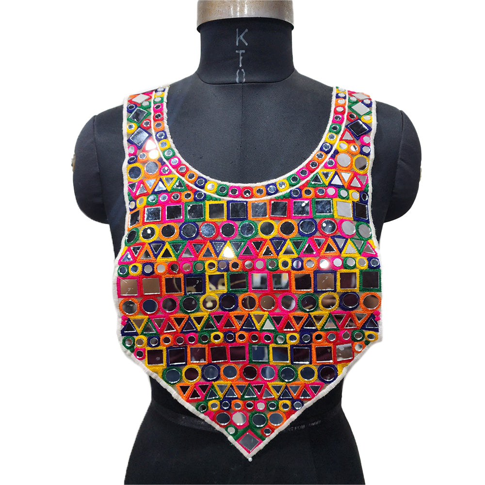Multicolor Mirror work Neck Patch