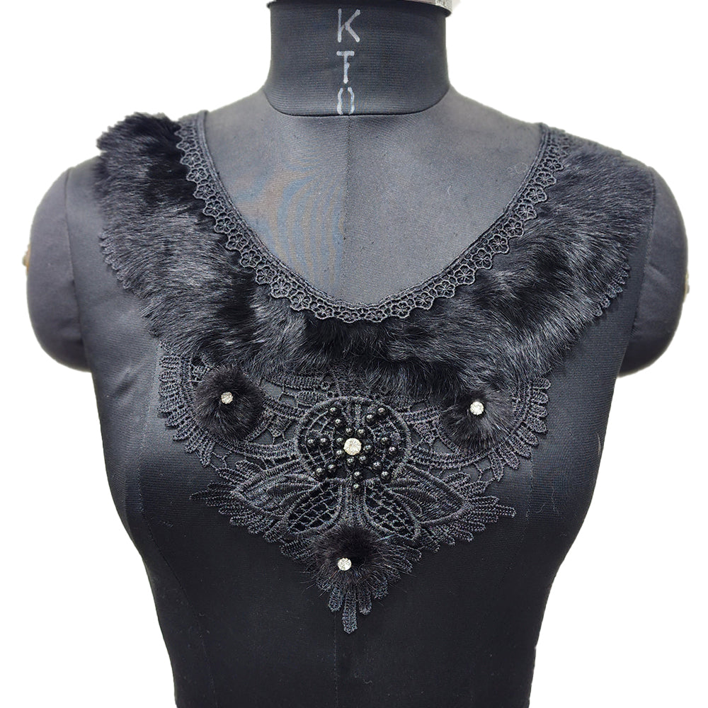 Fancy Fur work Cotton Neckline Patch Applique