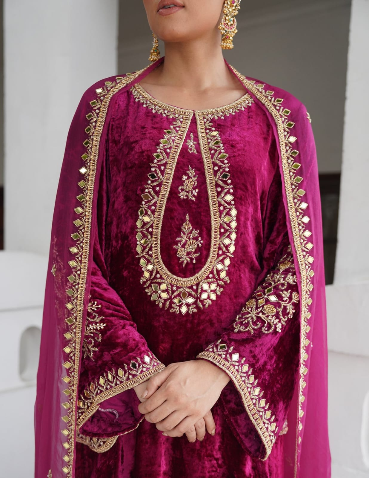 Designer Antique Dabka work Handwork Neckline Patch