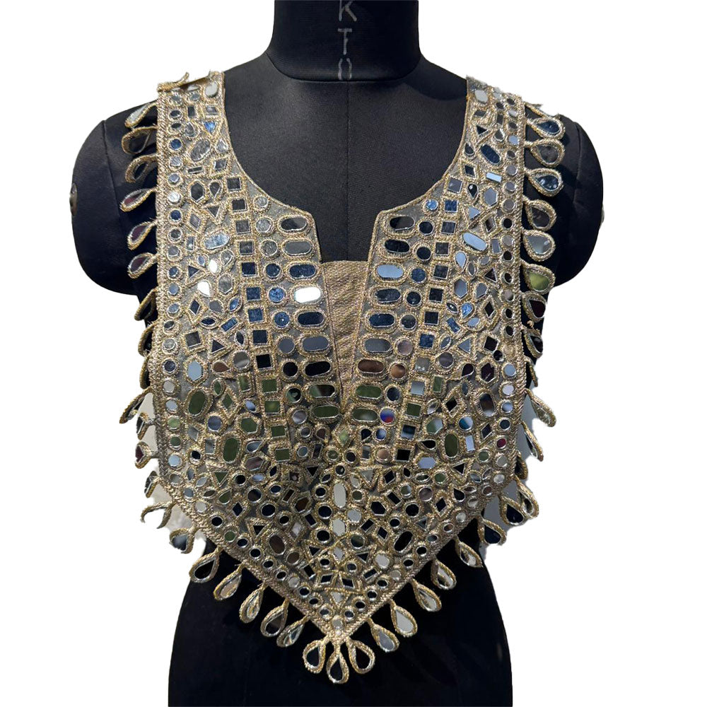 Elegant Mirror work Neckline Applique