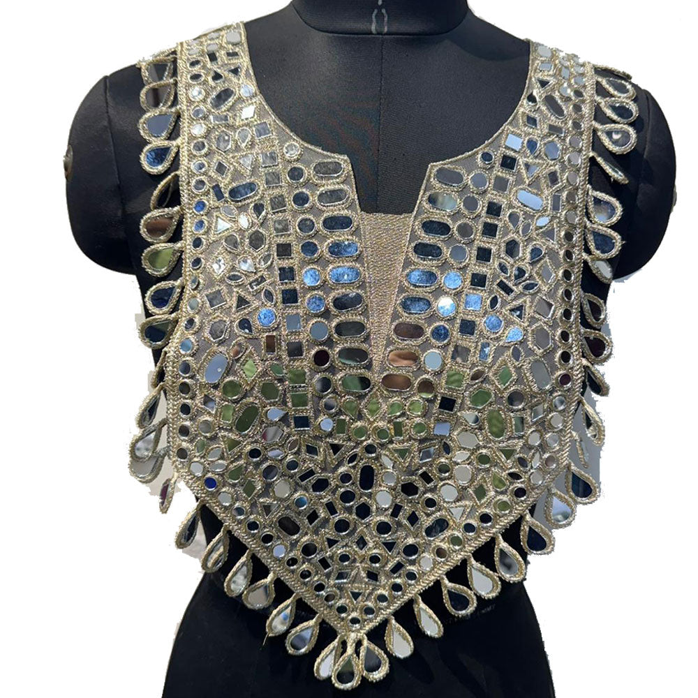 Elegant Mirror work Neckline Applique