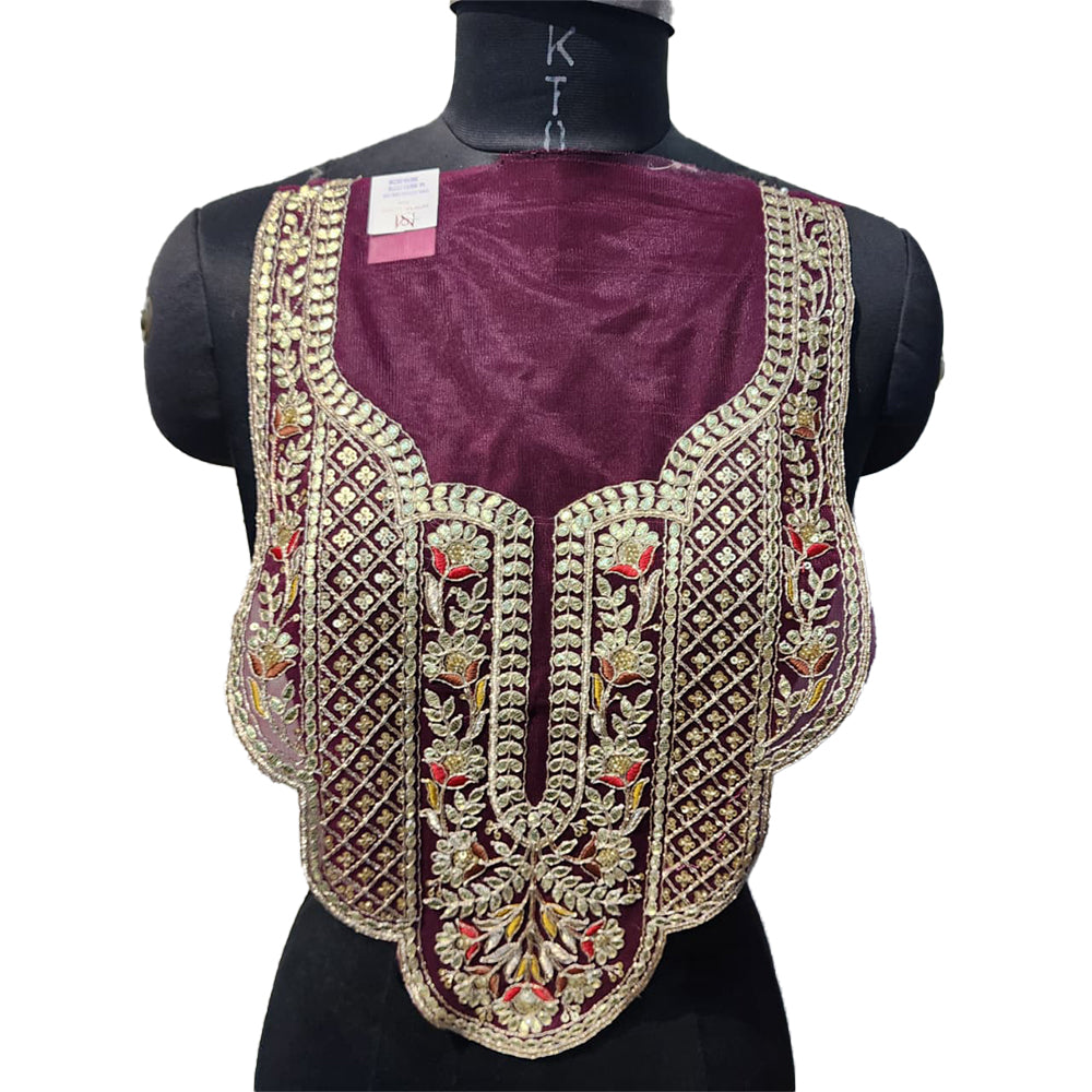 Sequins and Gota work Net Base Neckline Applique