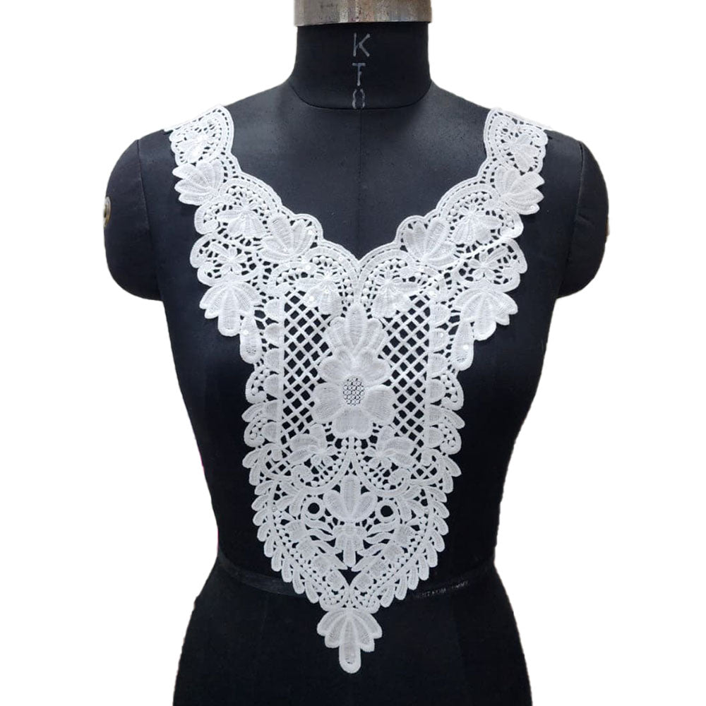 Designer Shiny Sequence Floral Neck Patch