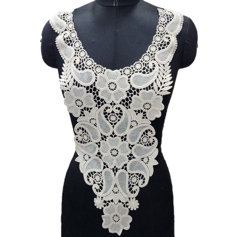 Elegant Floral Dyeable Neckline Applique Patch