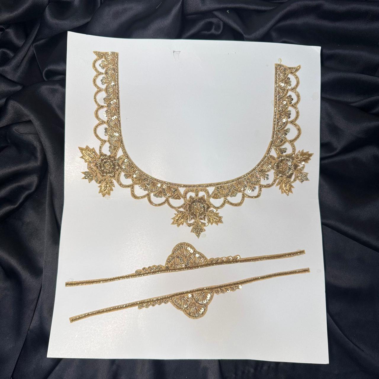 Elegant U Shape Zardosi Work Neckline with Sleeves