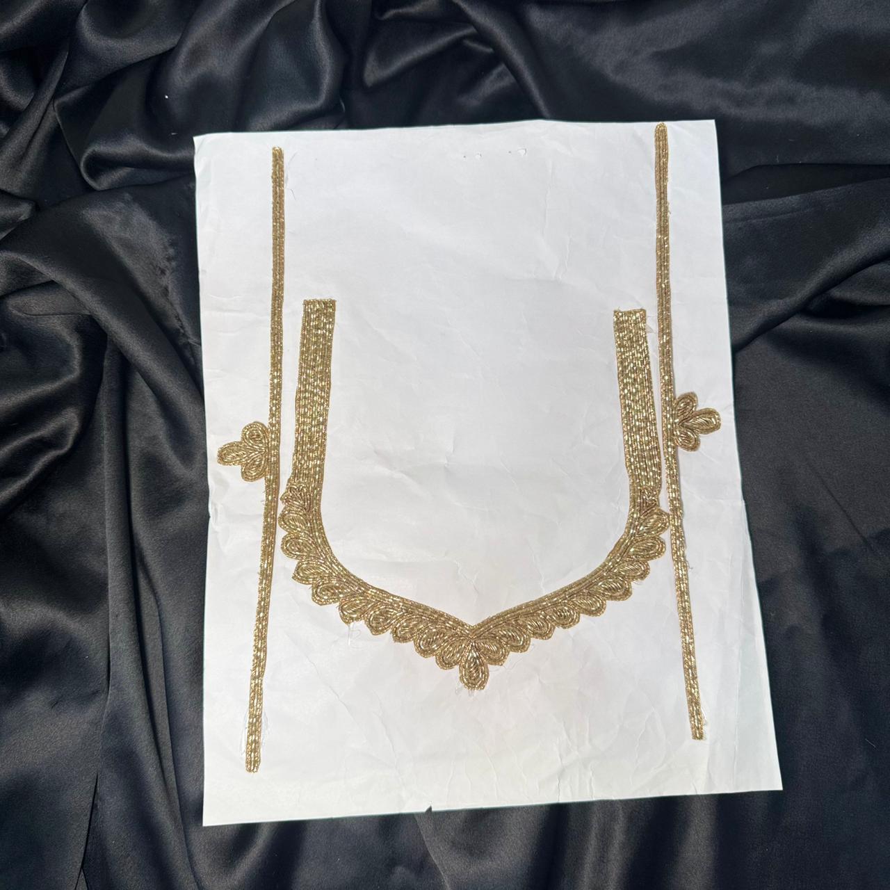 Sweetheart Shape Dabka Work Neck Patch with Sleeves