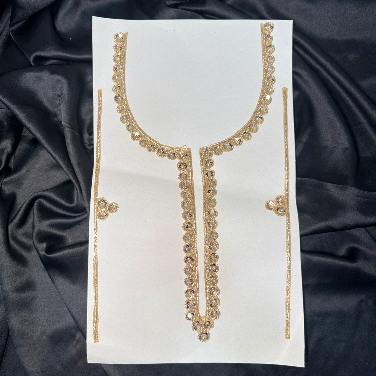 Elegant U Shape Sequence Neck Patch with Sleeves