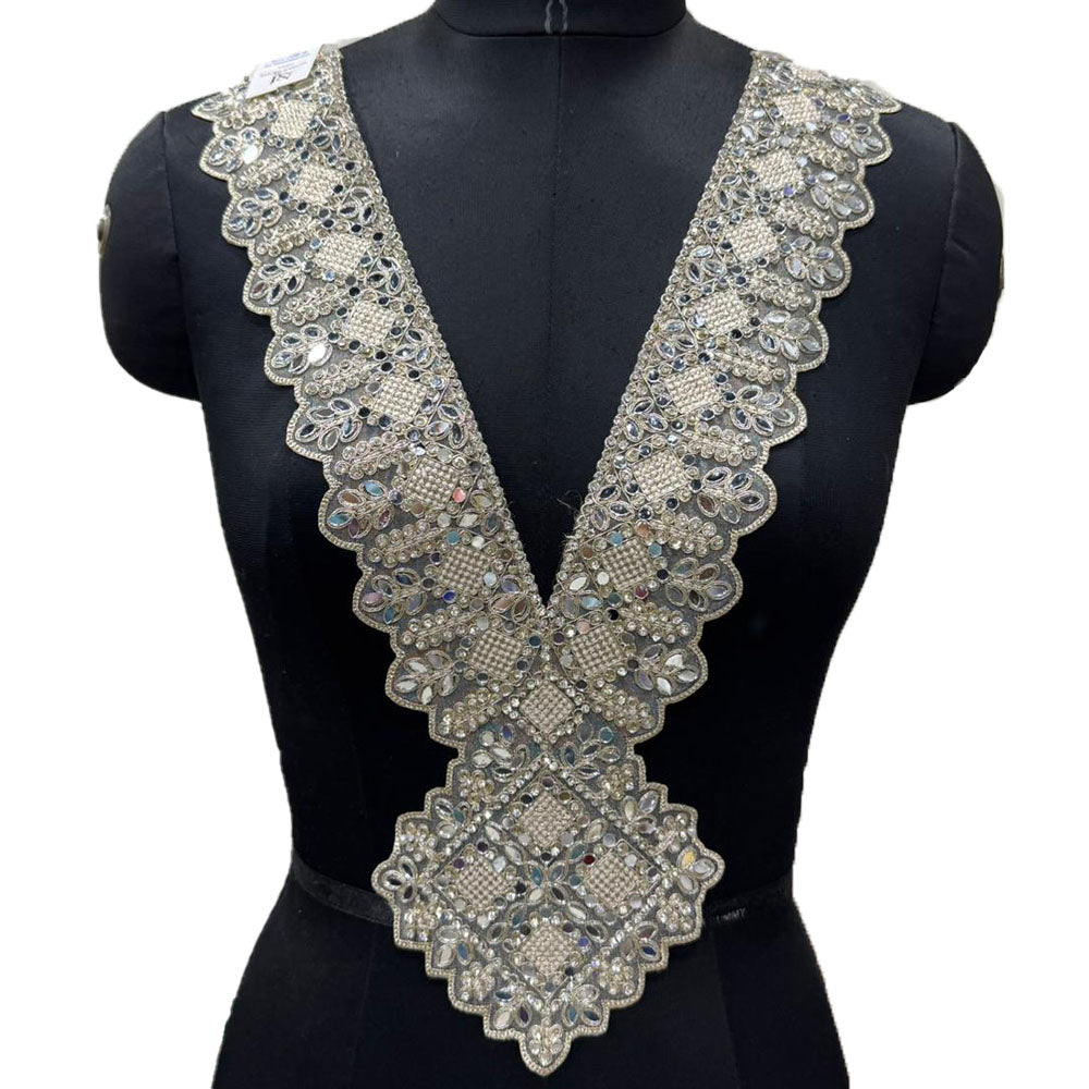 Designer V Shape Mirror Work Neckline Patch