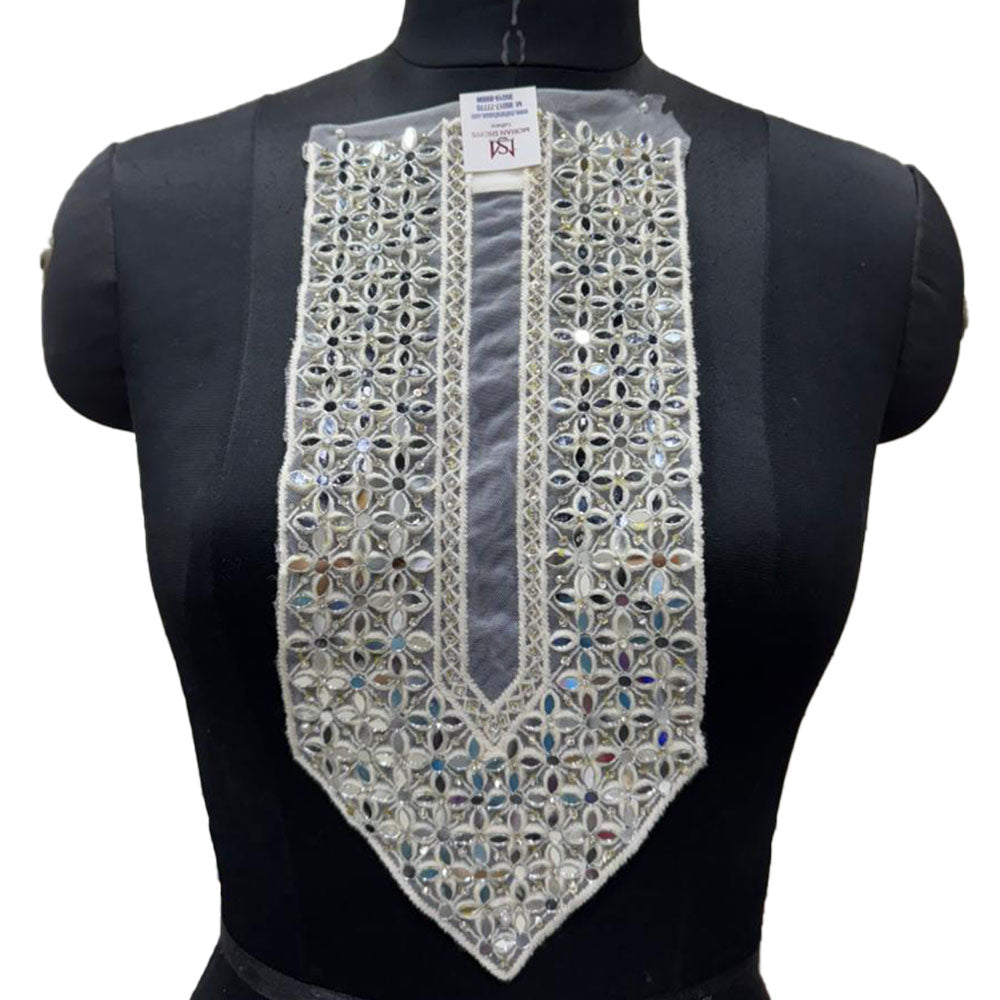 Fancy Mirror Work U Shape Neckline Patch