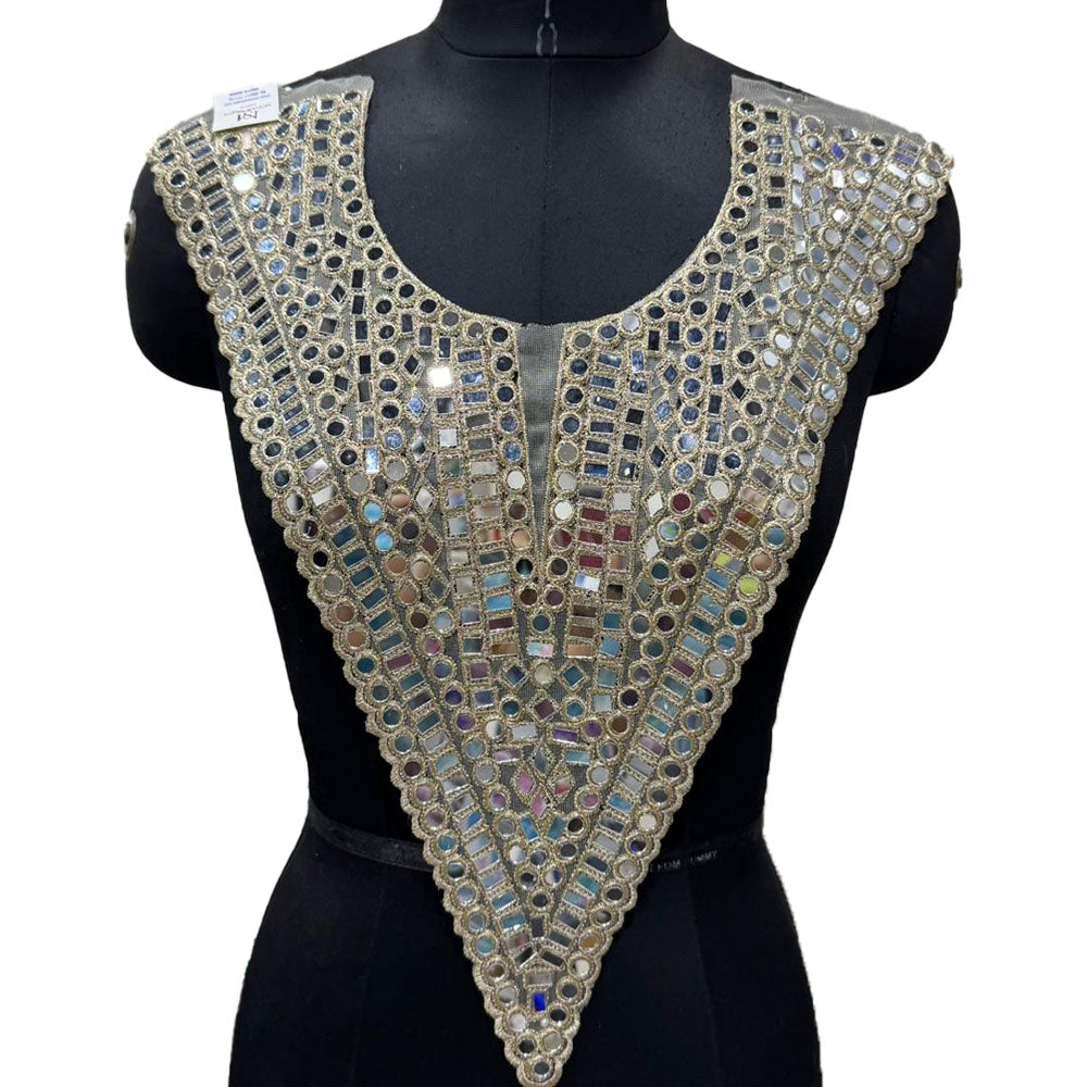 Beautiful Heavy Mirror Work V Shape Neckline Patch