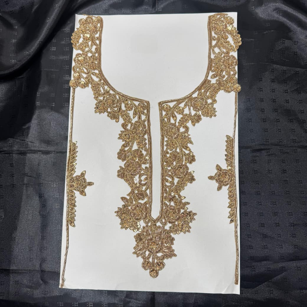 Elegant Floral Zardozi Neck Patch with Sequin Embroidery (1 Piece)