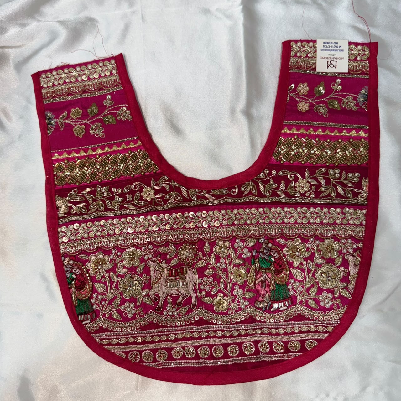 Royal Rajasthani Elephant & Floral Embroidered Neckline Patch