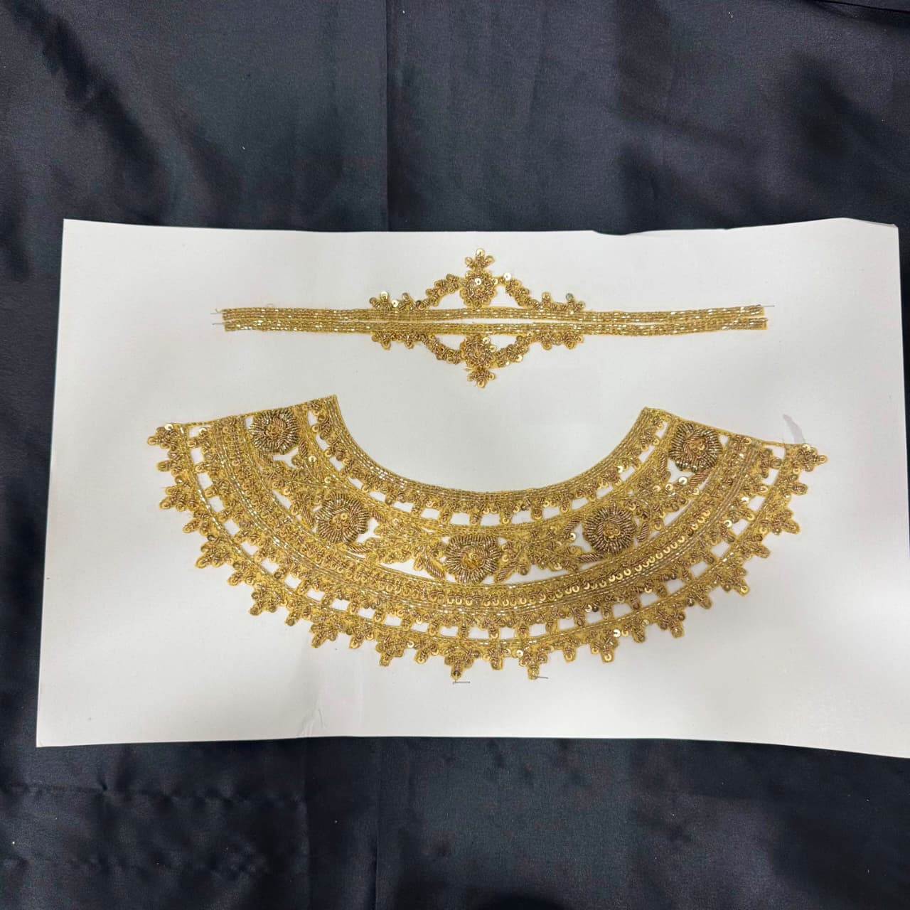 Designer Golden Zari Floral Border Neckline Patch