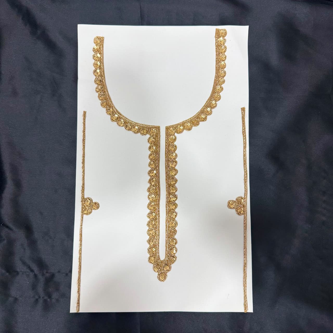 Royal Gold Floral Embroidery Neck Patch
