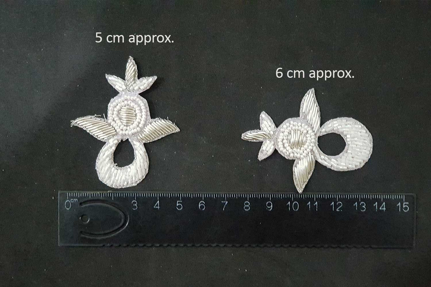 Silver Cutdana Nakshi Work Hand Embroidery Zardozi Patch