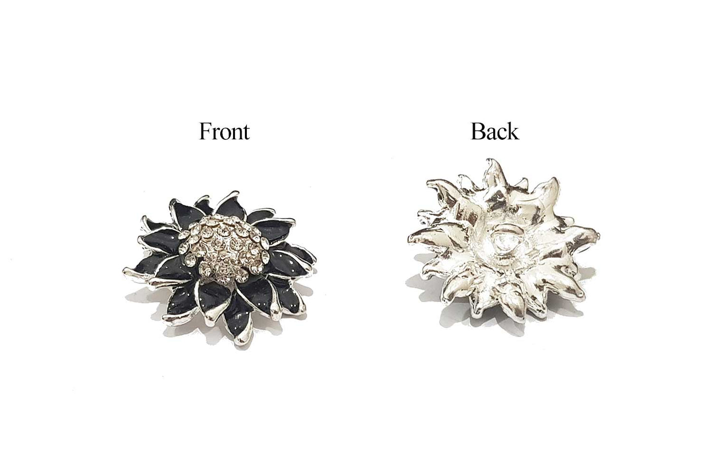 Black Flower Shape Fancy Designer Buttons Pack of 5 Pcs