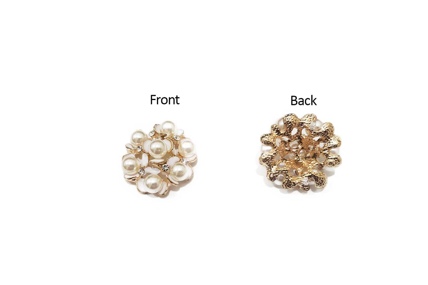 White Color Pearl work Flower Design Buttons Package of 2 Pcs