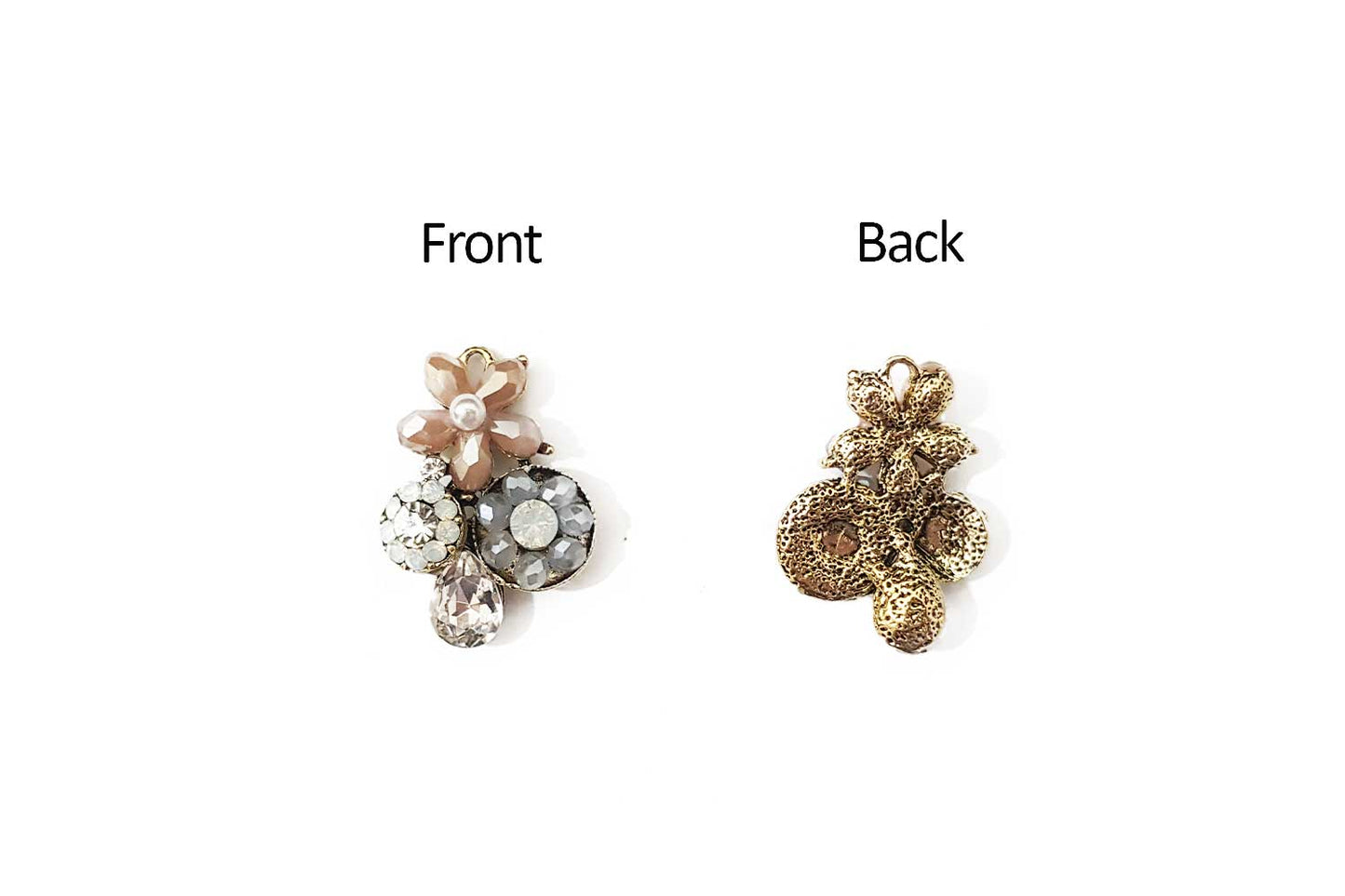 Peach Designer Fancy Rhinestone Buttons Pack of 2 Pieces