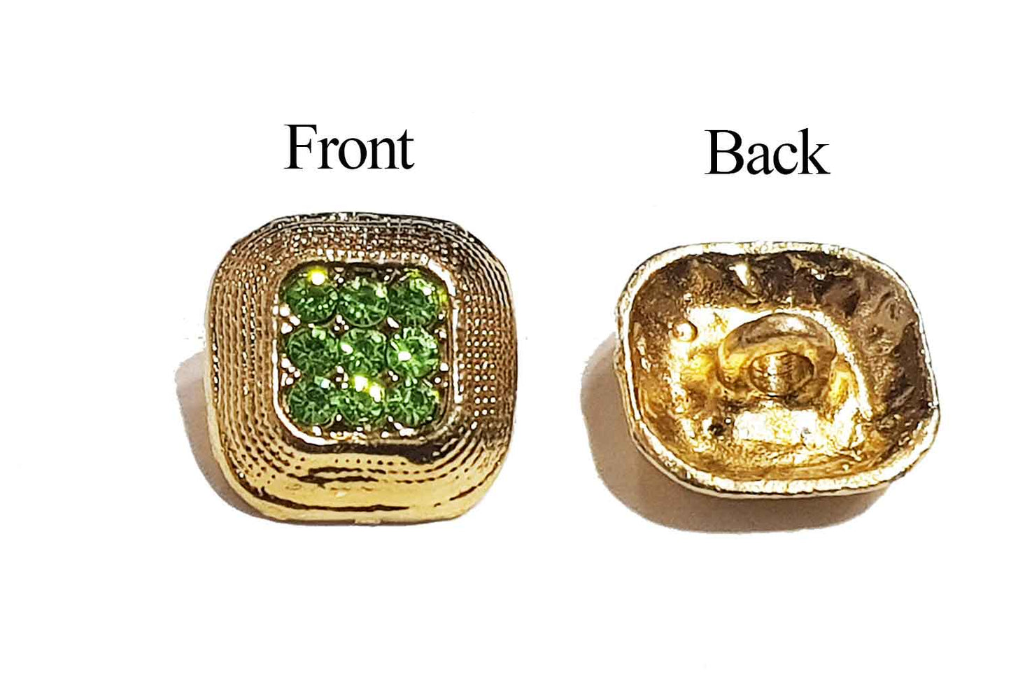 Green-Golden Square Shape Metal Buttons
