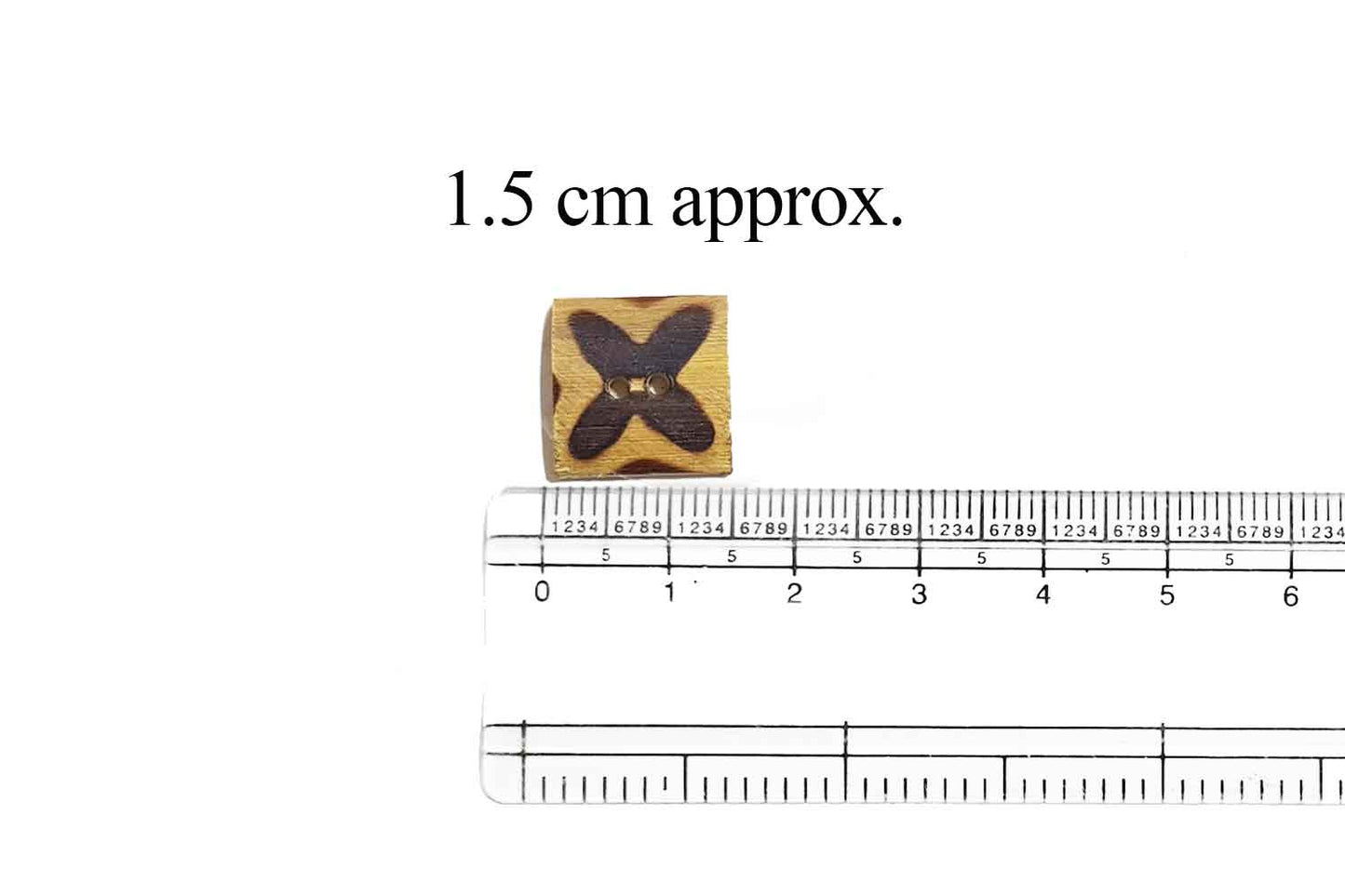 Square Shape Wooden Buttons Coffee Color X Pattern