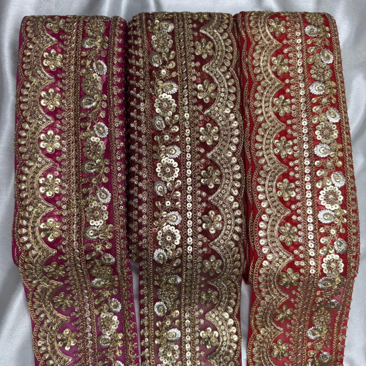 Golden Sequins and Zari Embroidery Lace