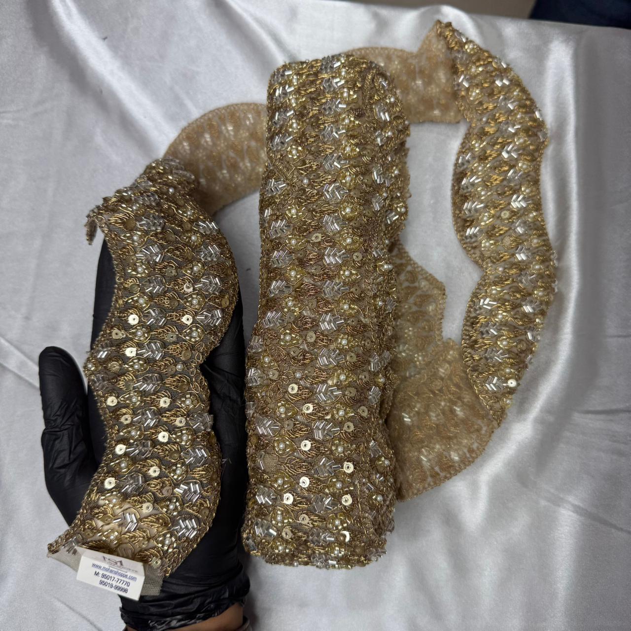 Premium Sequins & Bead Embellishment Lace Border