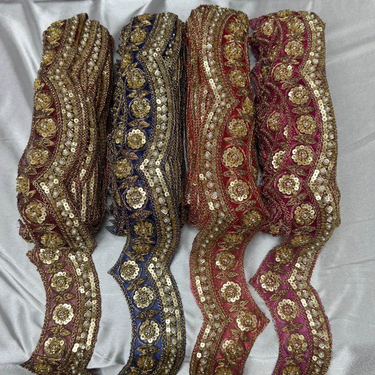 Beads & Sequins Scalloped Embroidery Lace Border