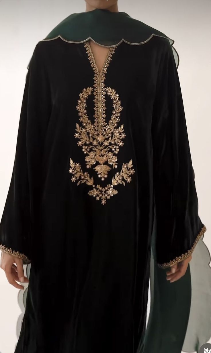 Light Gold Dabka work Handwork Neckline Patch