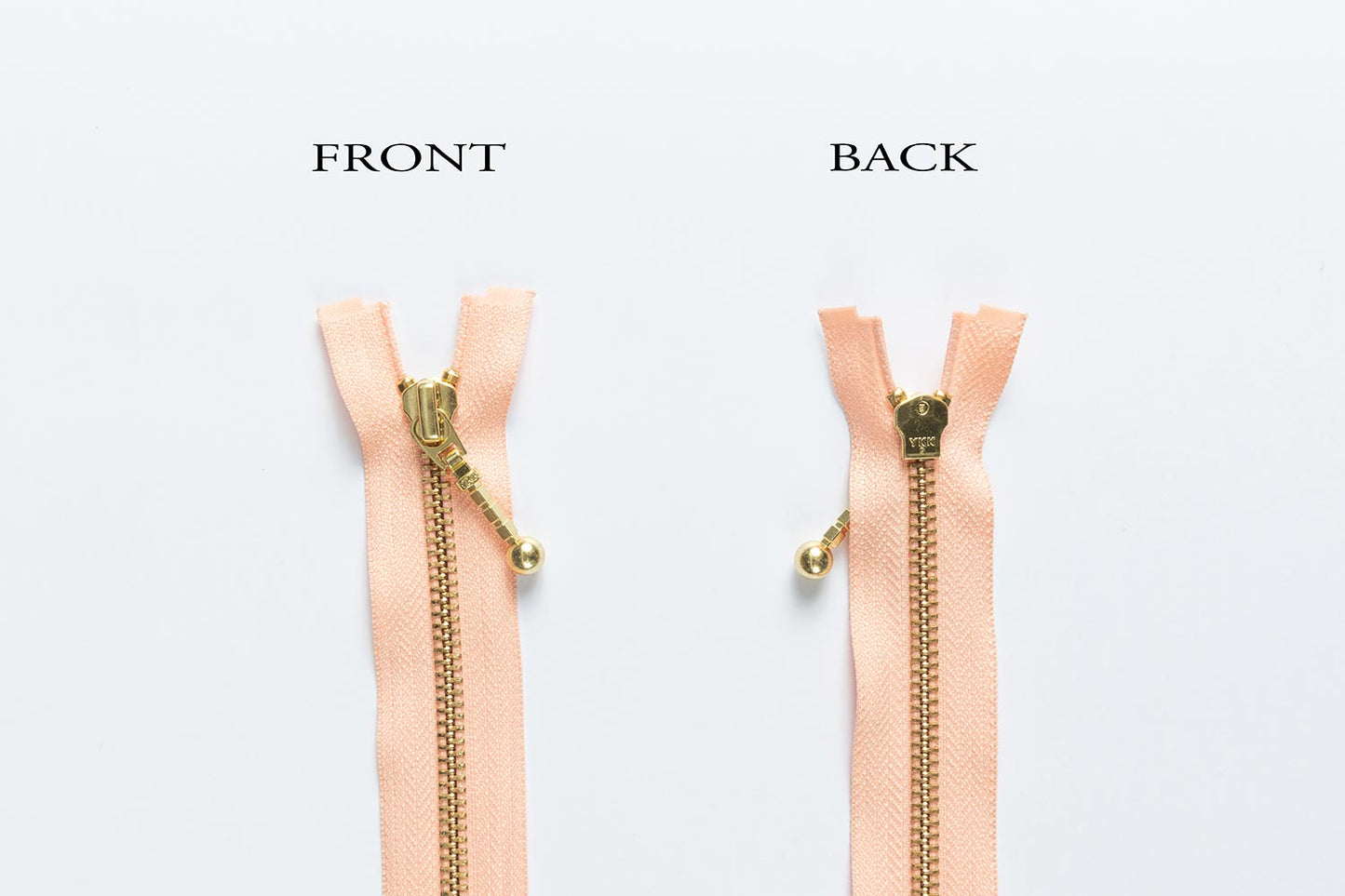 Peach Color Ykk Metal Zip with golden chain