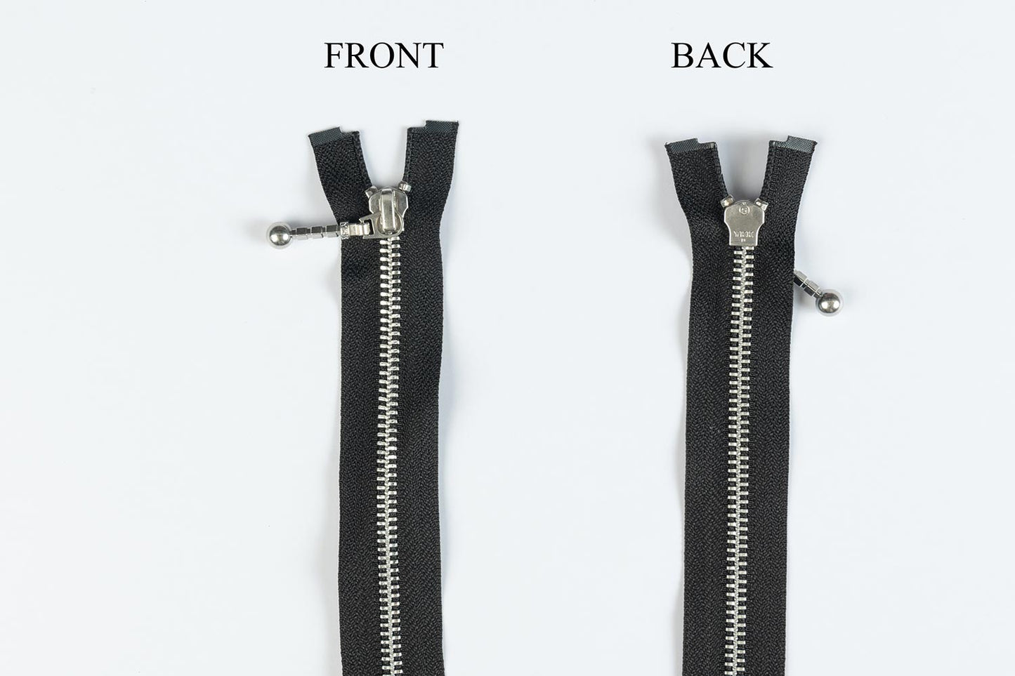 Black Color Ykk Zip with Silver Chain 20 25 inches