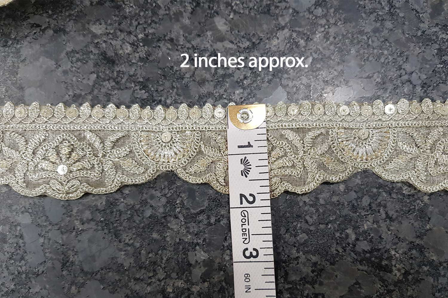 Water Golden color Sequins and Zari work Lace Border