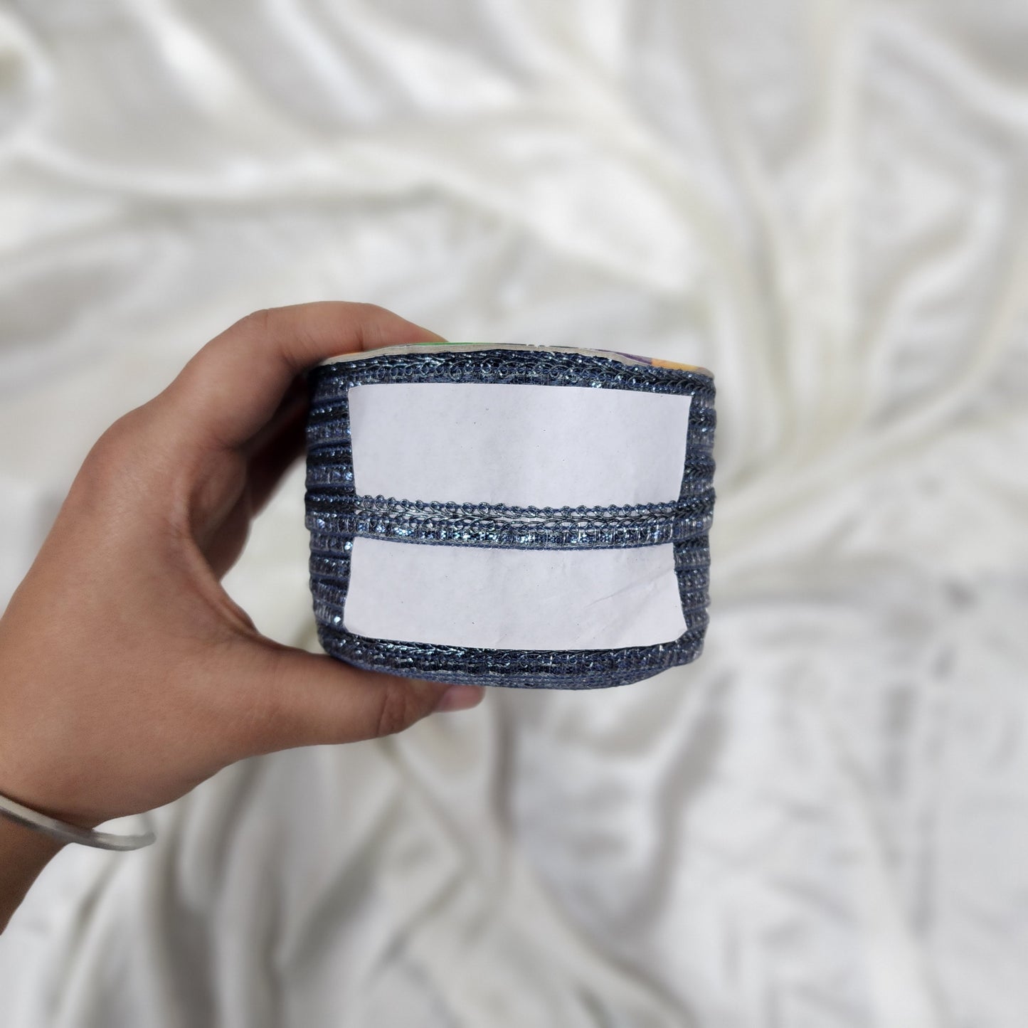 Metallic Blue color Fancy Zari Lace