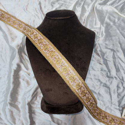 Designer Zari Lace with Yellow Gold Floral Work