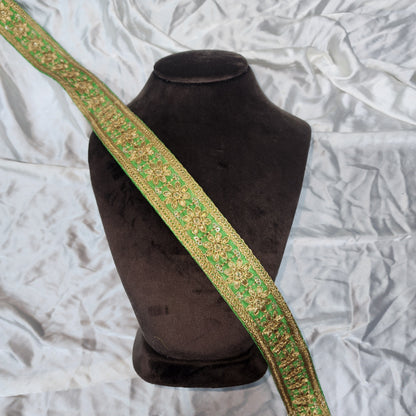 Designer Zari Lace with Yellow Gold Floral Work