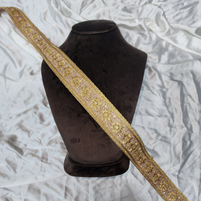 Designer Zari Lace with Yellow Gold Floral Work