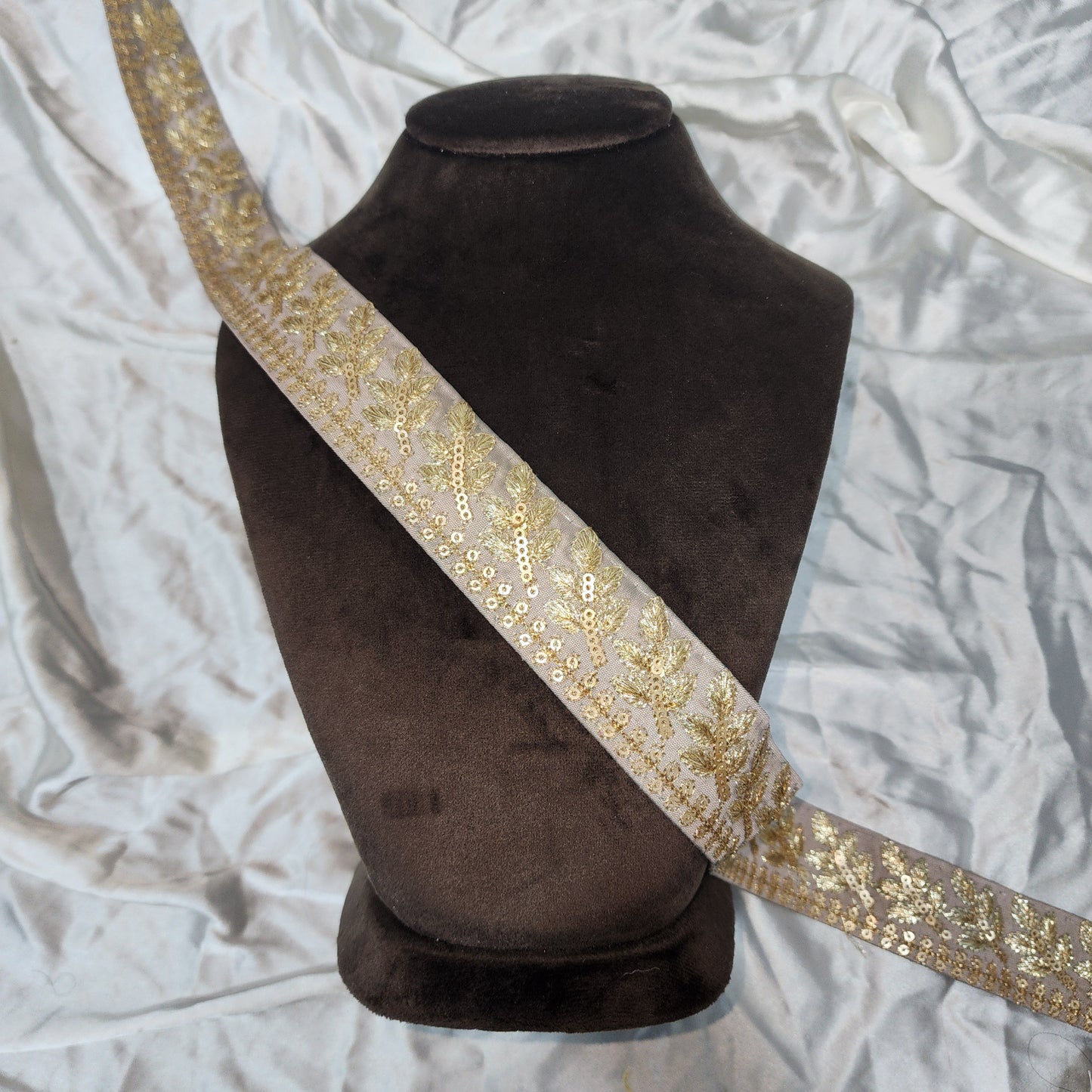 Elegant Gold Zari and Sequin Lace Trim