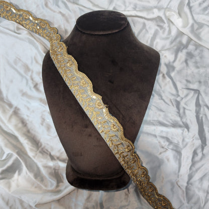 Zari work Gold Embroidered Lace with Sequins