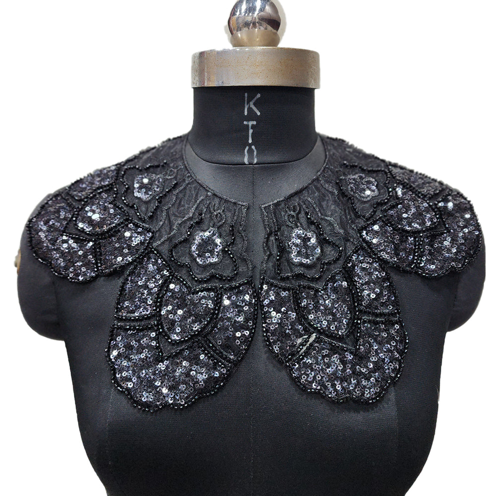 Black Color Sequins work Designer Cape